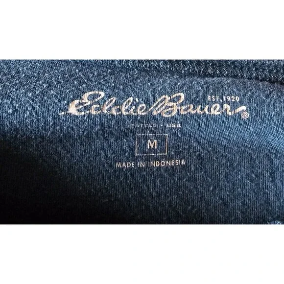 Eddie Bauer Split Neck Ruffle Top Women's Size Medium Teal Stretch Knit Outdoor - Picture 3 of 4